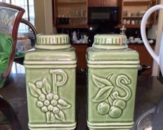 Green Salt and Pepper Ceramic Shakers Set