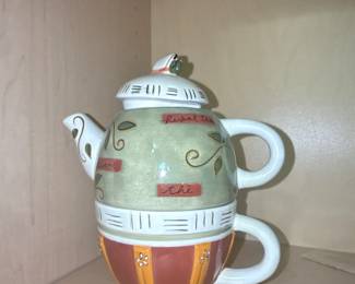 MSC International Joie De Vivre Jasmine Teapot & Cup & Teabag Saucer for One