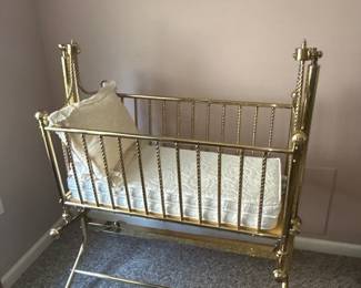 Antique Brass baby crib
