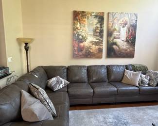 brown leather sectional
