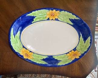 Vietri Italy Shallow Plates Flowers Platter