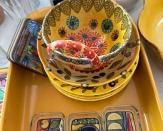 Pottery dishes and platter