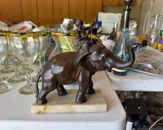 vintage elephant with ivory tusks