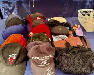 baseball caps, baseballs, misc