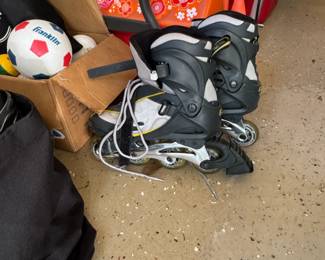 rollerblades, balls
