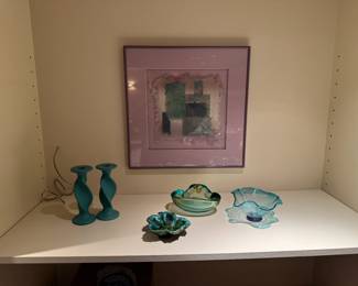 photo & misc glass dishes, candle holders