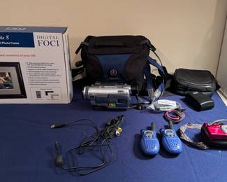 digital photo frame, camcorder, walkie talkies, camera