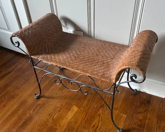 Rattan and Metal Bench