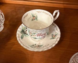 Vintage E&R Golden Crown "Bouquet of the Month" teacup and saucer for May