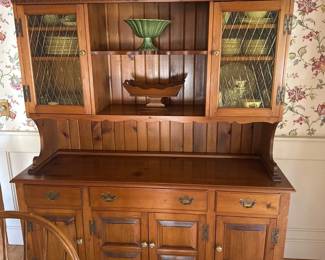 Farmhouse Chippendale Style Vintage Pine Stepback Hutch