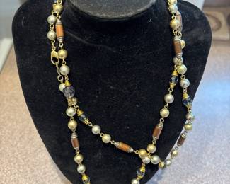 Vintage 50s French Creator Necklace Multicolored glass beads