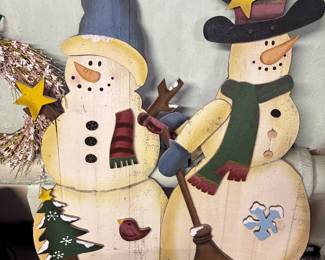 handcrafted wooden snowman christmas decor