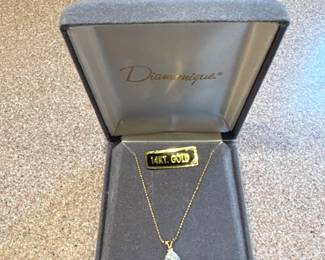 14k yellow gold pear cut Moissanite Pendant