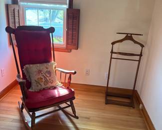 Cherry Wood rocking Chair - mid century modern wood suit Valet