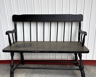 Vintage Black Wood Bench