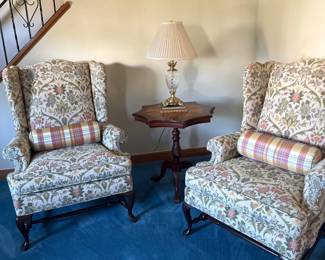 Ethan Allen floral wingback chair - set of 2