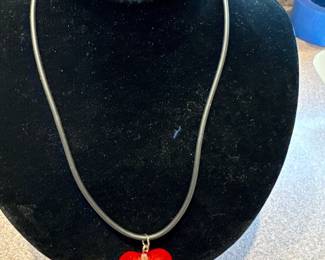 Silver Tone Crystal Heart Pendant Necklace