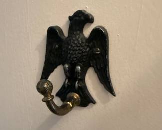 Vintage Cast Aluminum Wall or Door Mount Eagle with a Hook