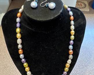 Honora 925 Sterling silver multicolor pearl bead 36" Necklace