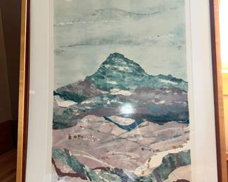 M. L. Stewart ‘Road X’ watercolor framed.