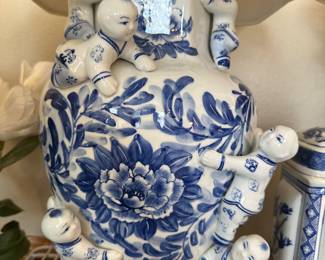 a close up of one of the Chinese Fertility Vase Table Lamps
