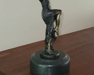 Comedy tragedy dancer with mask bronze sculpture