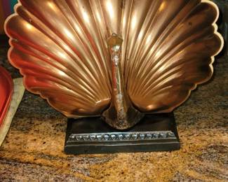 Vtg copper peacock tv lamp