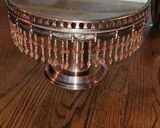 Beaded copper color cake plate
