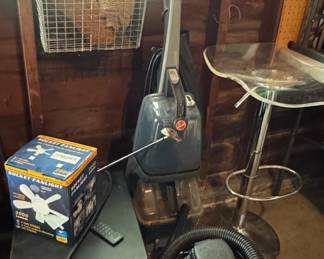 ceiling fan, humidifier, vacuum, shop vac, barstool