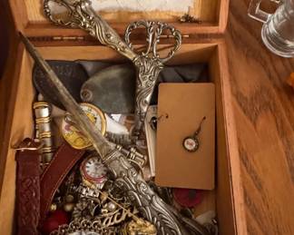jewelry, letter opener, scissors