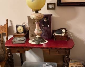 Lamp, table, Google Assistant, clock, decorative plate