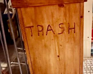 wood trash can