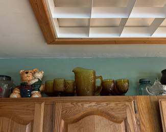 bear cookie jar, tiara glassware, etc