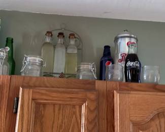 Jars, Coca-Cola bottle, Pepsi bottle, Pepsi straw holder