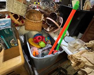 Baskets, toys, misc
