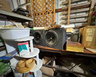 shelves, speaker, lattice, misc