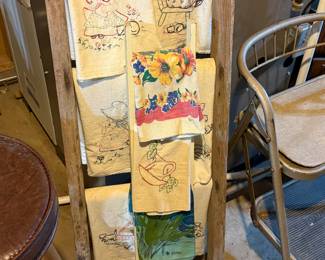 Vintage Linens and Ladder Display