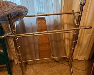 Vintage metal faux bamboo quilt blanket stand rack freestanding 1970s 36"tall, MCM $140.00 obo