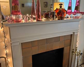 Bohemian Mosley Cranberry to Clear Decanters