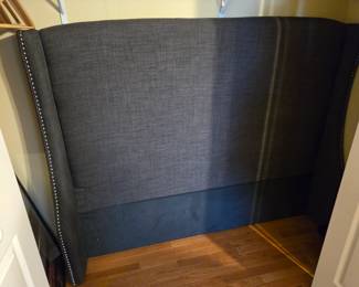Queen size dark Grey fabric head board, foot board and rails
