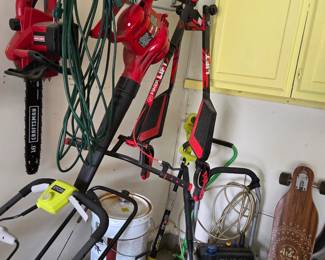 A lift and yard tools