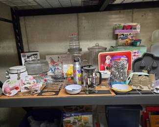 Kitchen items and the shelves are for sale