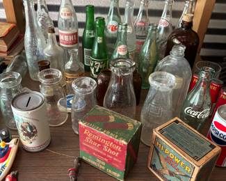 Vintage bottles and Misc ad items
