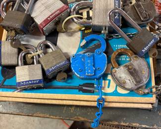 Vintage locks some with keys