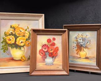 CT301Vintage Floral Oil Paintings