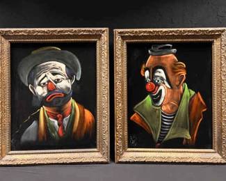 CT302Vintage 1970s Clowns On Velvet