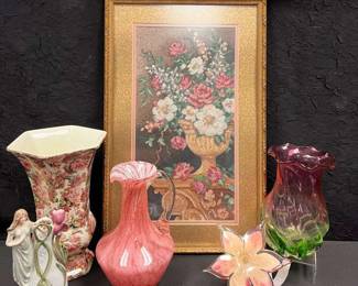 CT324Framed Vintage Needlepoint And More