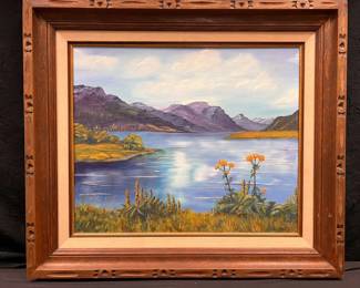CT305Vintage Lake Original Oil Painting