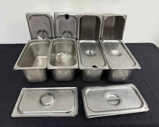 DBB453 Eight Stainless Steel 13” Long Service Pans With Lids