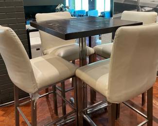 DBB026 - Four Bar Stools With Wooden Table